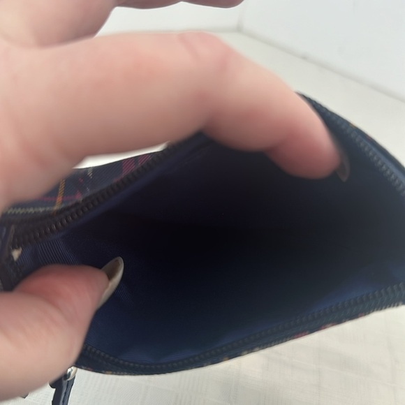 Coach Authentic Tartan Blue Plaid Metallic Wristlet, Style No. F48110